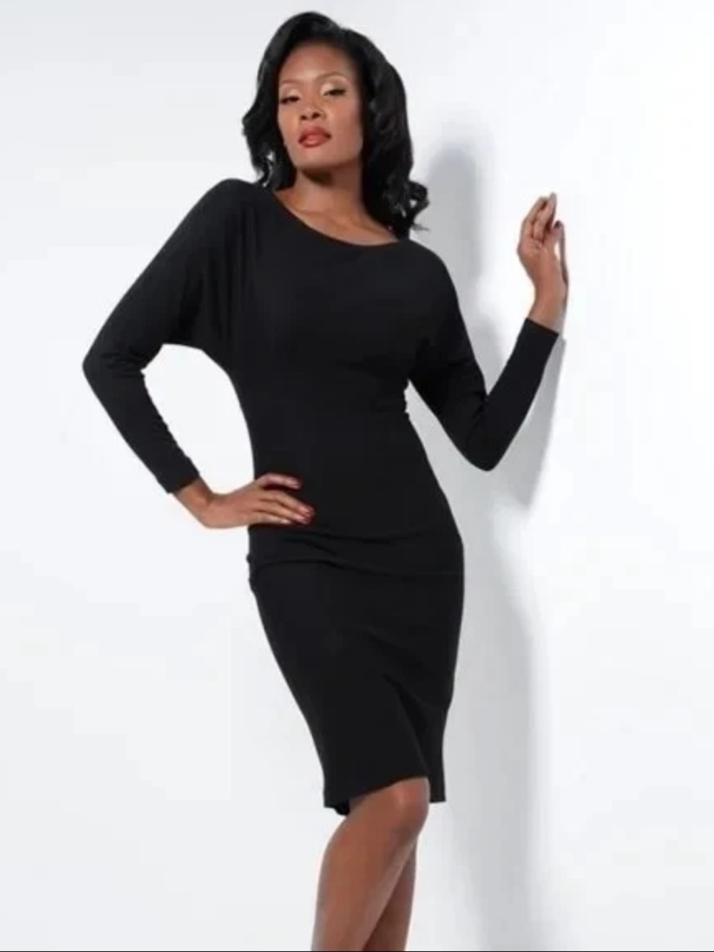 Laura Byrnes Black Label Black Long-Sleeve Sheath Dress, XS, EUC